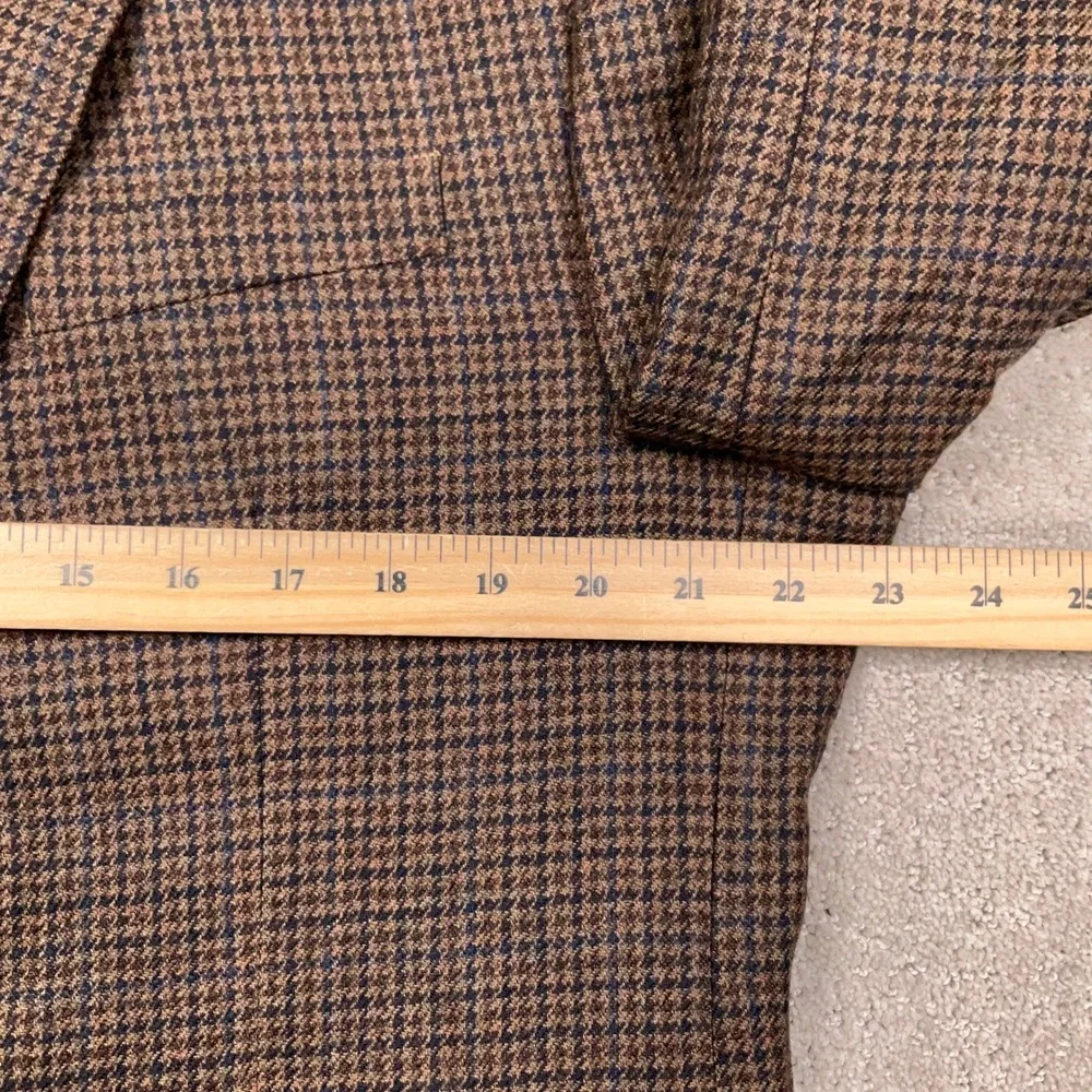 Chaps Mens 44R Brown Blue Houndstooth Lambswool Two Button Heritage Timeless - Picture 7 of 11